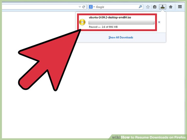 How to resume download in firefox windows 10